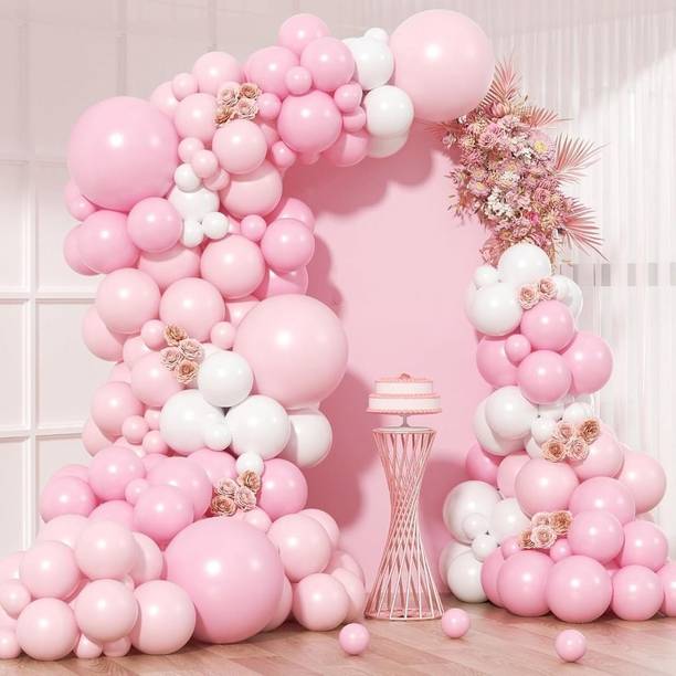 PopTheParty Solid Pink & White 9-Inch Balloons for Party Decoration Balloon