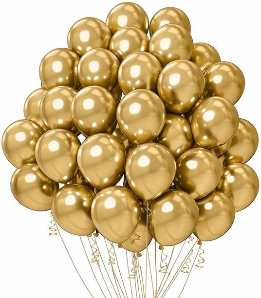 Monex Stationery Solid Metallic Gold Balloons Pack (55 pcs) | Premium Chrome Latex Balloons Balloon