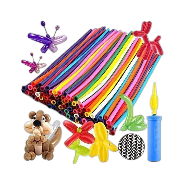 PARTY MIDLINKERZ Solid Solid Animals Kit Twisting Balloons with 1 Air Pump + 100pcs Latex Long Balloons Twister