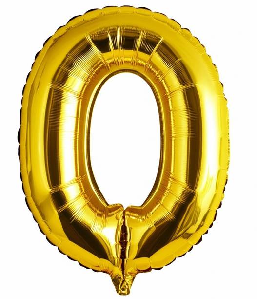 shree maruti shopping Solid Solid 0 Number Helium Birthday/Anniversary Balloon (Gold, Pack of 1) Balloon