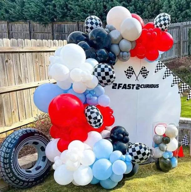 BashNSplash Printed Car Racing Theme Birthday Decoration Balloon Pack Racing Theme Car bday Decor Balloon