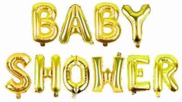 Peach Poppers Solid BABYSHOWER Golden 16" Foil Balloon For Party Letter Balloon