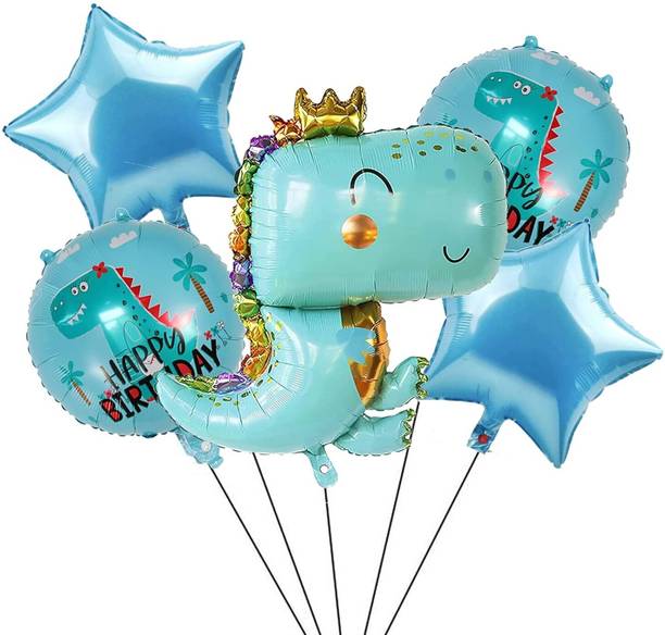 FLICK IN Printed Dinosaur Theme Birthday Party Decoration Pack 5pcs Baby dino Foil Balloon Balloon