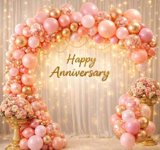 ballooooify Solid Royal Rose Gold Anniversary Balloon Arch Set Balloon