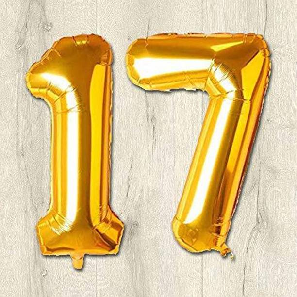 Kapoor stores Solid 16 inches Golden 17 Numbers Shape Shape Large Big foil Helium Balloons Balloon