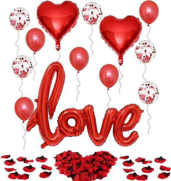 ZAMBOOREE Solid Red Love foil Balloon for Romantic Valentine Day Wedding Propose room Decoration Balloon
