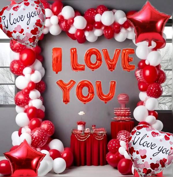 Maithili decors Printed I Love you balloon Balloon