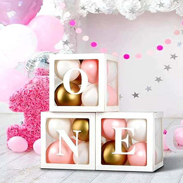 Shopperskart Solid one balloon box for 1st birthday decoration kit baby shower decortaion Balloon