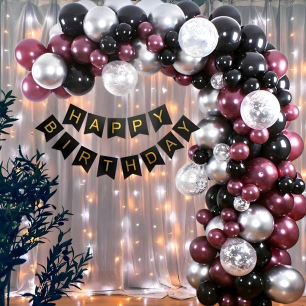 Balloon&You Solid Birthday Decoration Items Combo Kit Balloon Balloon