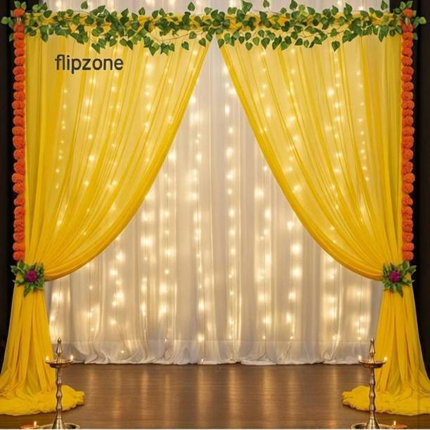 FLIPZONE Printed Haldi Decoration Setup for Home Decor with Yellow & White Decorations Backdrop Balloon