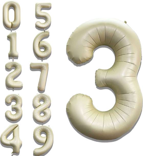 Fun Town Solid Birthday/ Anniversary Patry Decoration Cream Color Foil 3 Number 32" Helium Balloon