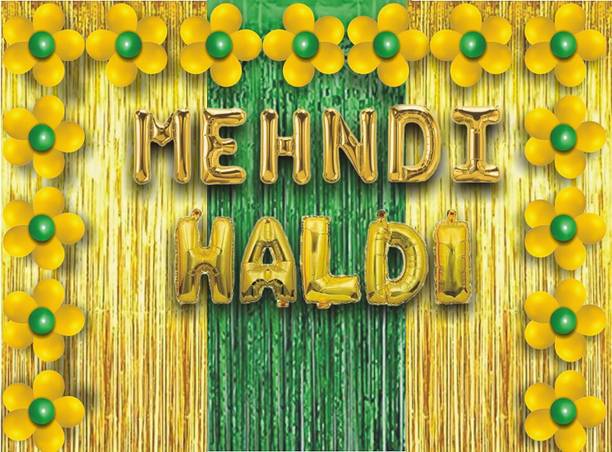 groovy dudz Solid Haldi Mehndi Decoration Pack Of 123 Items Balloon