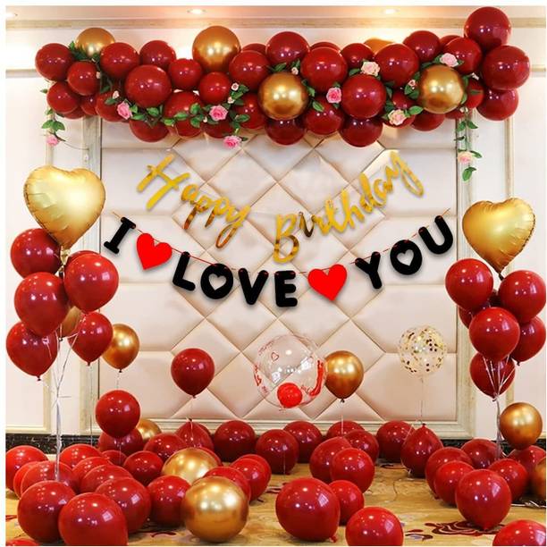 PARTY MIDLINKERZ I love you decoration kit items Birthday Combo pack for Wife,husband, girlfriend