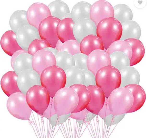 PBBS Solid Pink white Balloons For Birthday Decoration, Anniversary Party, Baby Shower Balloon