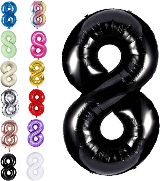 Party Parindey Solid Plain 8 Number Foil Balloons 32" for Birthday Party Decoration Helium Supported Letter Balloon