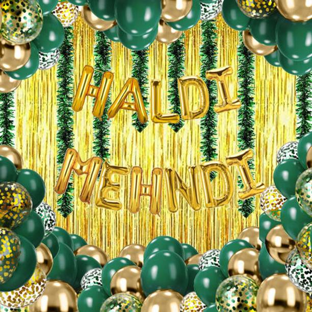 PARTY BREEZE Solid haldi mehndi theme decorations items set combo kit for marriges Balloon