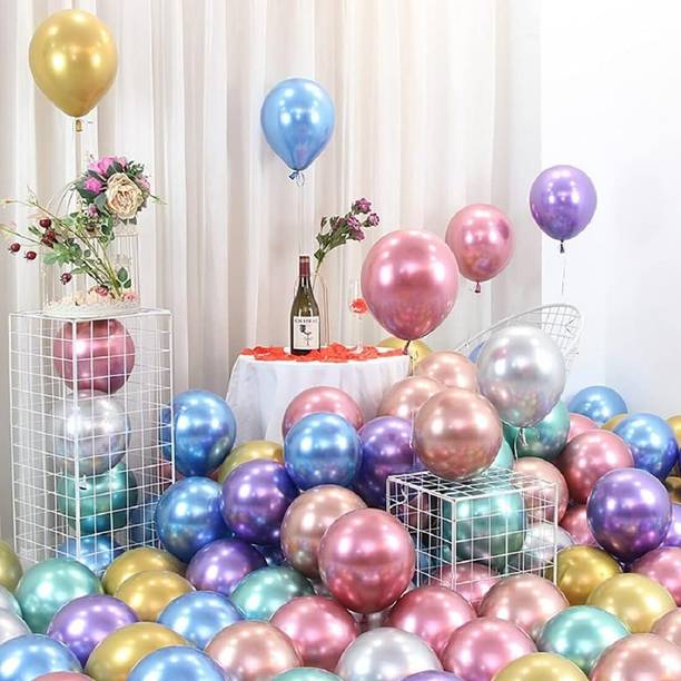 Bash N Splash Solid Helium Super quality Chrome Multicolor Latex Party Decoration Birthday Balloon Balloon
