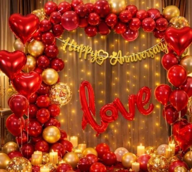 ballooooify Solid Royal Red Romance Anniversary Arch Décor Set Balloon