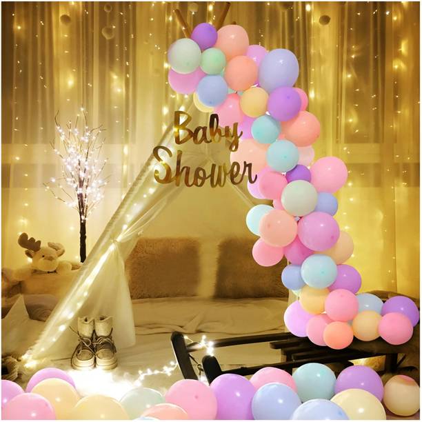 ZAMBOOREE Printed Mom-to-Be Decoration | Net Curtain With LED Light | Baby Shower Party Decoration Balloon
