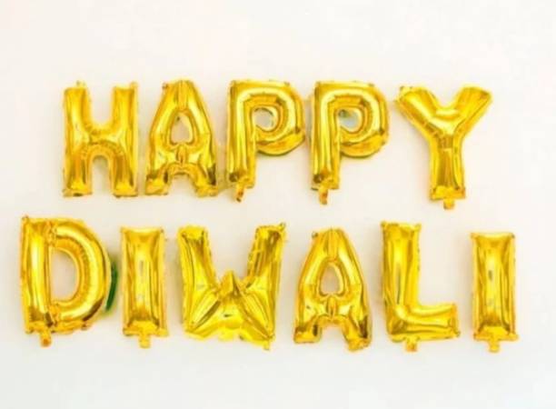 Peach Poppers Solid HAPPY DIWALI Golden 16" Foil Balloon For Festival Letter Balloon