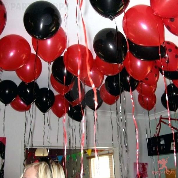 Sharda Ent Solid Red and Black Combo Metallic Balloon