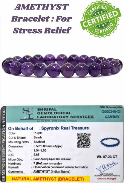 SPYRONIX REAL TREASURE Stone, Amethyst Crystal Bracelet