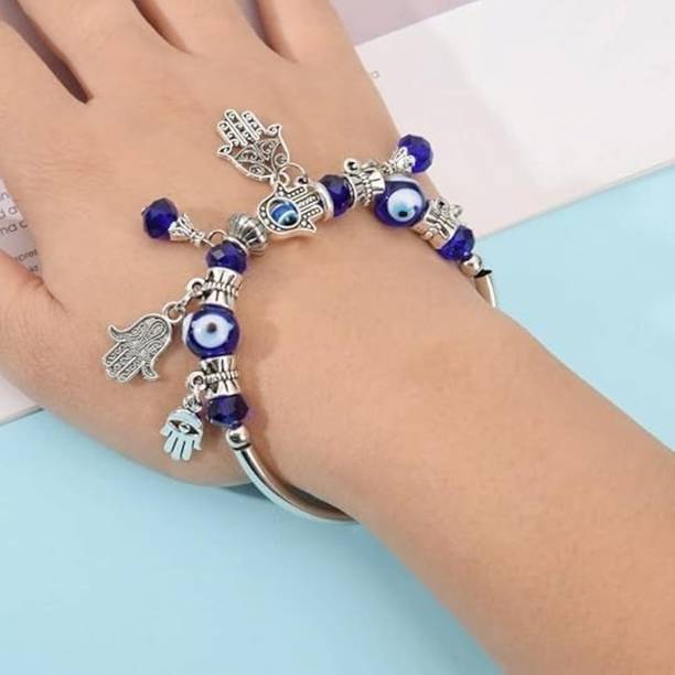 P. R. PRINTS Bracelet Bhabhi Evil Eye Rakhi, Hamsa for Girls Silver Rakhi Set