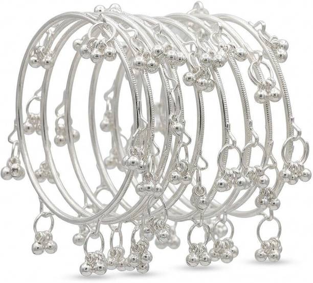 Alloy Beads Silver Bangle Set