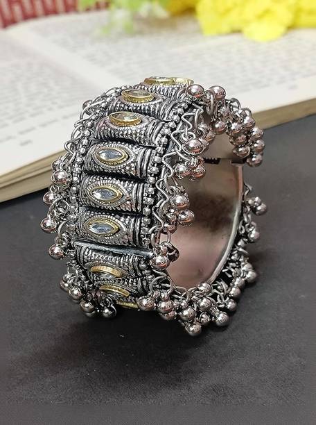 Kaima Oxidised Silver Beads Silver Bangle