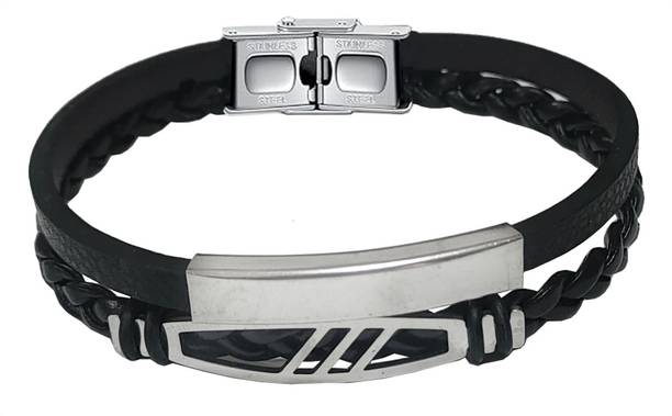 The Men Gift Leather, Stainless Steel Bracelet