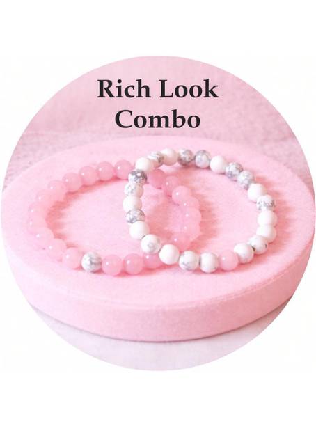 Tanishee- The Real Jewels Rose Quartz, Howlite Crystal Bracelet
