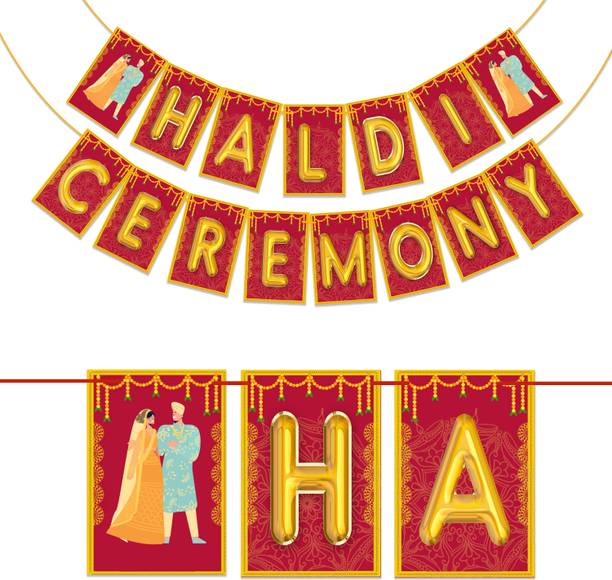 Wobbox Haldi Bunting Banner Wedding Decoration Items, Haldi Decoration Items Banner