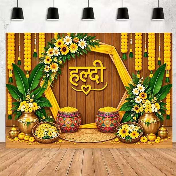ADISHA FASHIOAN HALDI DECORATION BANNER Banner