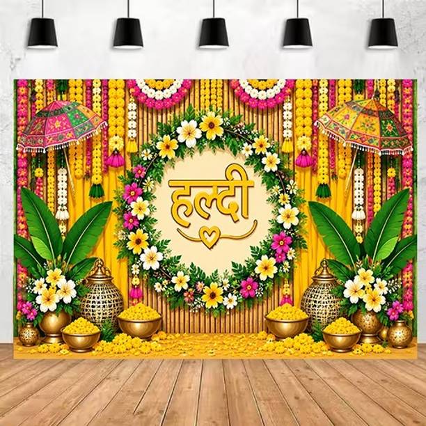 ADISHA FASHIOAN HALDI DECORATION BANNER Banner