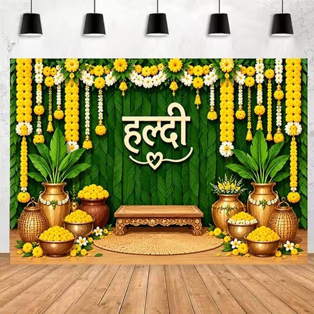 ADISHA FASHIOAN HALDI DECORATION BANNER Banner
