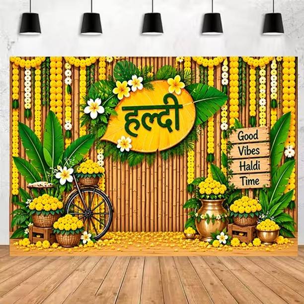 ADISHA FASHIOAN HALDI DECORATION BANNER Banner