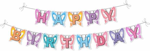 The Decor Queen Butterfly Happy Birthday Banner for Decoration Reusable, Easy to Hang for kids Banner