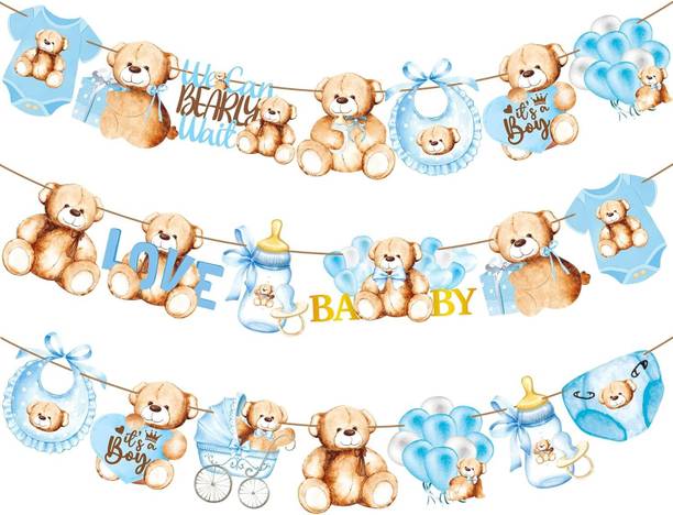 Festiko Teddy Bear Baby Shower Decoration Kit for Baby Shower Banner
