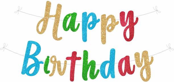 The Decor Queen Multicolor Glitter Happy Birthday Banner for Decoration Reusable, Easy to Hang Banner