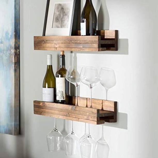 GenuineDecor Bar Cabinets For Home Wine Glass holder Solid Wood Bar Cabinet