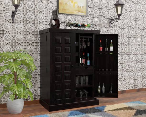 Krishna Wood Decor Sheesham Wood Bar Cabinet With Multiple Compartments For Home & Bar/ Mini Bar || Solid Wood Bar Cabinet
