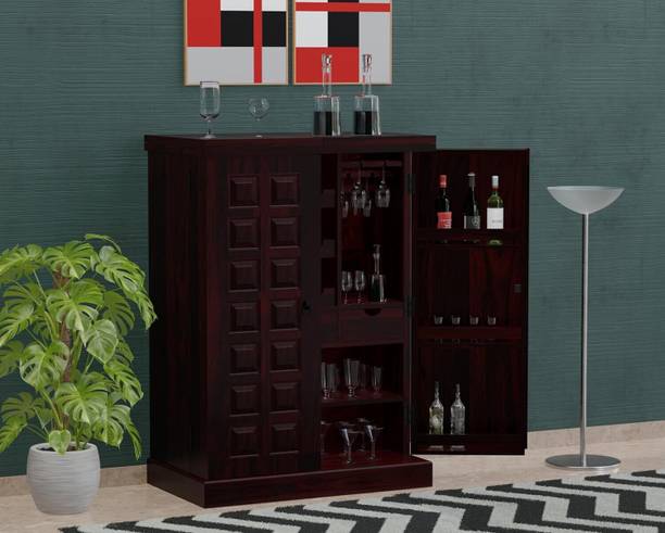 Krishna Wood Decor Sheesham Wood Bar Cabinet With Multiple Compartments For Home & Bar/ Mini Bar || Solid Wood Bar Cabinet