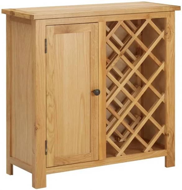 THE OLD CABINET Soild Acacia Wood Wine Bar Cabinet For Home & Office (Pack of 1, Natural Brown) Solid Wood Bar Cabinet