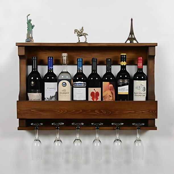 Floresta Wud Solid Sheesham Wood Wall Mount Bar Cabinet For Bar/ Hotel | Solid Wood Bar Cabinet