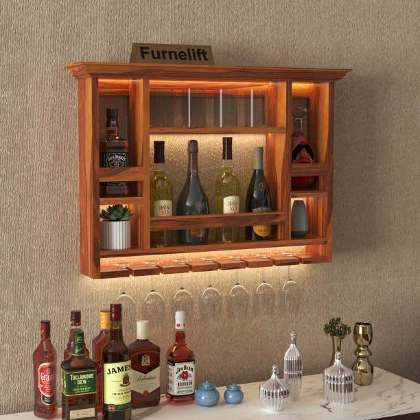 SiverCrafts Chessy Wooden Wine rack Solid Wood Bar Cabinet
