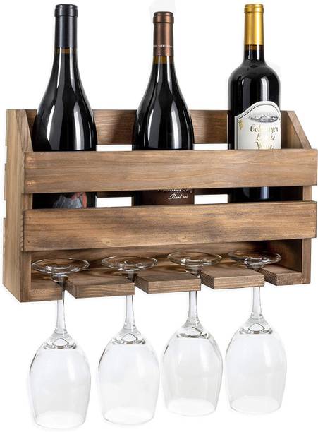 GenuineDecor Wine rack Wall Mounted Solid Wood Bar Cabinet