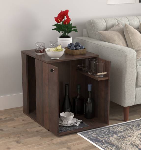 Wood Inspire Nira Wooden Modern Stylish Bar Unit with Shelves for Ample Storage Engineered Wood Bar Cabinet