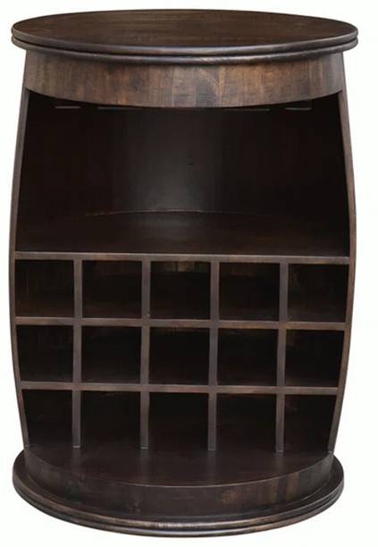 THE OLD CABINET Solid Mango Wood Wine Bar Cabinet For Home Office (Pack of 1, Dark Bark Finish) Solid Wood Bar Cabinet