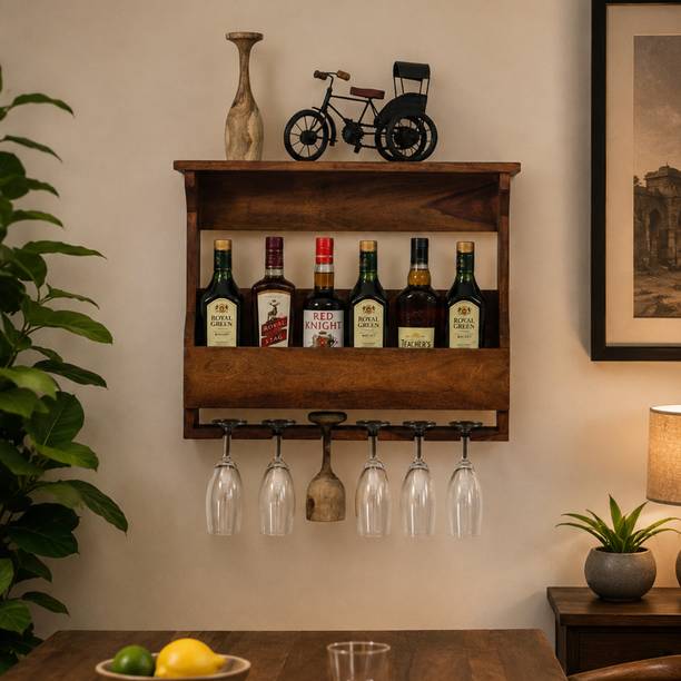MODA MINGLE Solid Wood Bar Cabinet