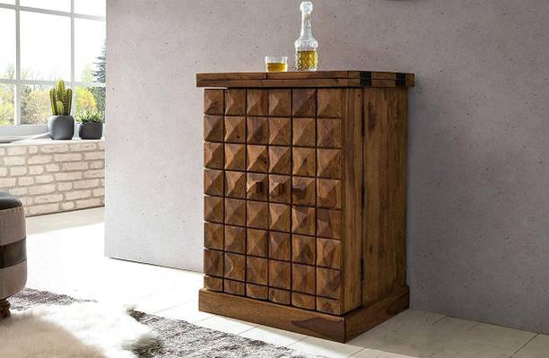 Wudniture Solid Sheesham Wood Bar Cabinet With Storage For Bar | Solid Wood Bar Cabinet